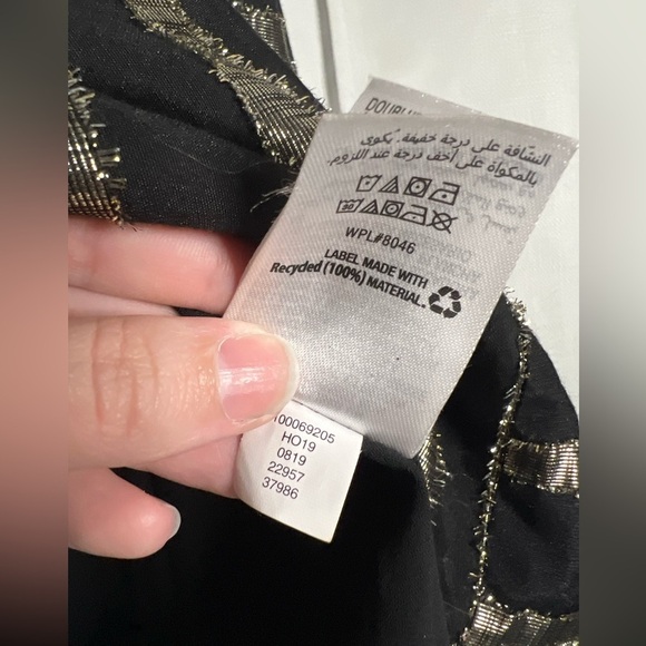 Alfani Black and Gold Metallic Striped Long Sleeve Blouse - Picture 11 of 11